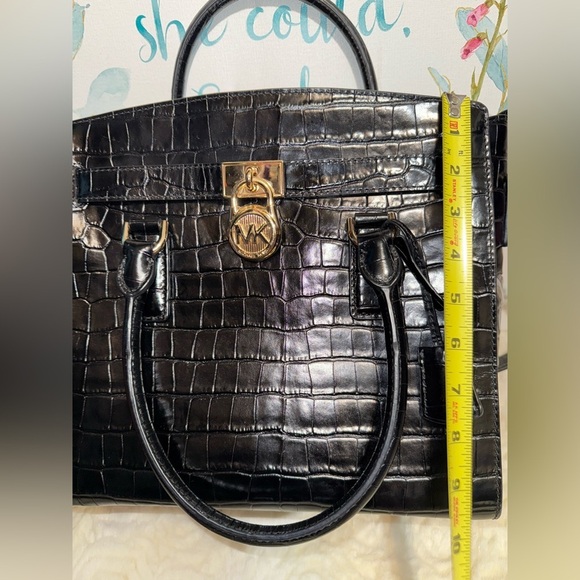 Michael Kors Hamilton Crocodile-Embossed Satchel - Picture 4 of 12